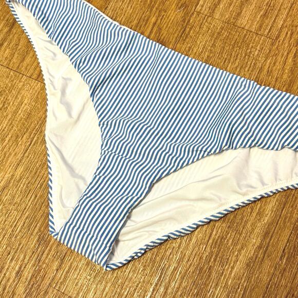 J. Crew Blue and White Hipster Bikini Bottom in Seersucker Size XXL - Picture 3 of 6